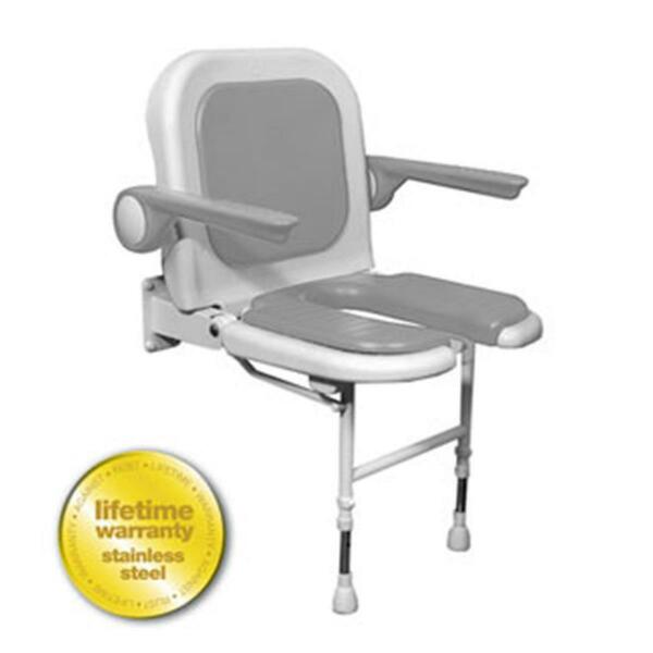 Arc 4000 Series Shower Seat U-Shaped Padded With Back And Arms - Gray - 23 Inch W 04260P
